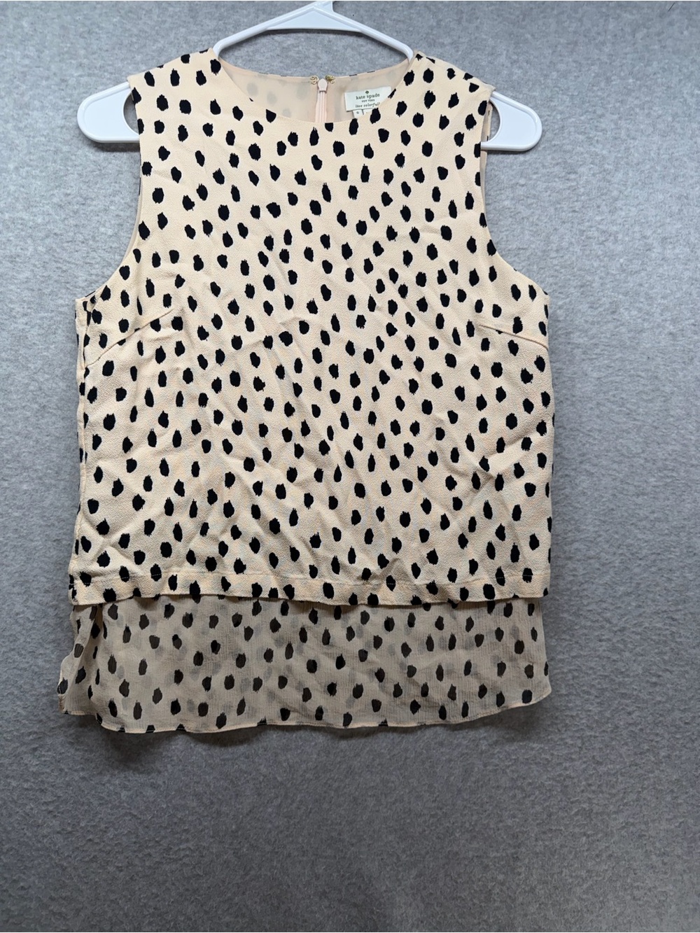 kate spade Cream and Black Polka Dot Layered Chiffon Cami